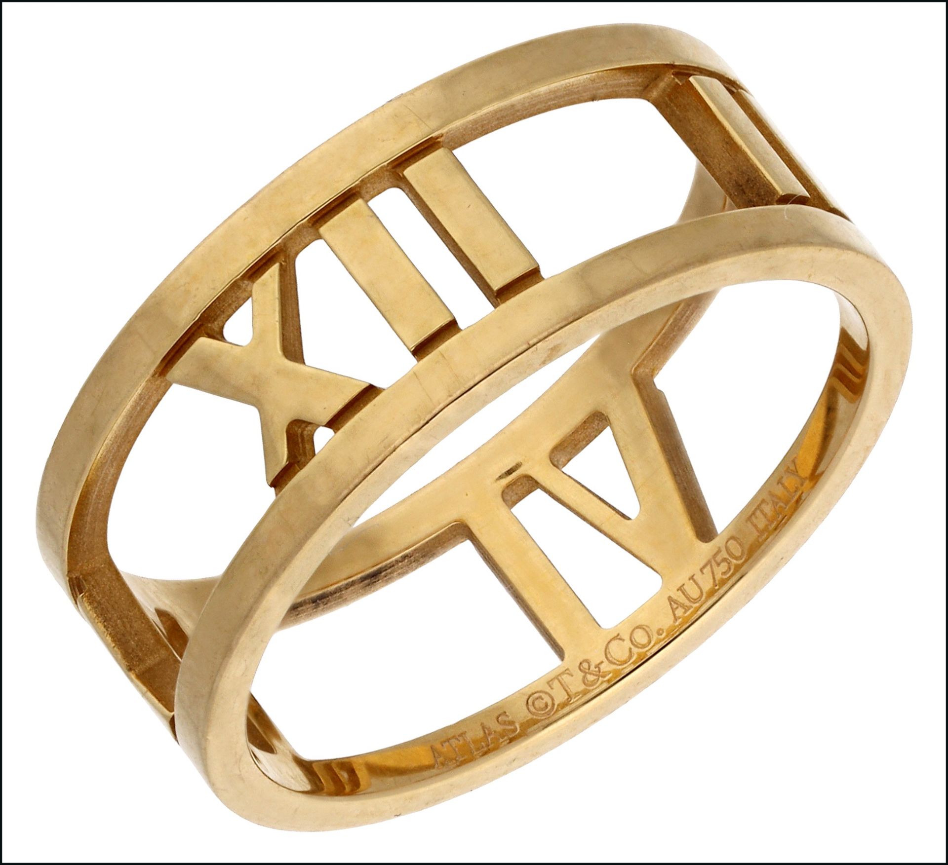 An 'Atlas' ring by Tiffany & Co., the openwork band comprising the Roman numerals 3, 6, 9 an... - Image 2 of 3