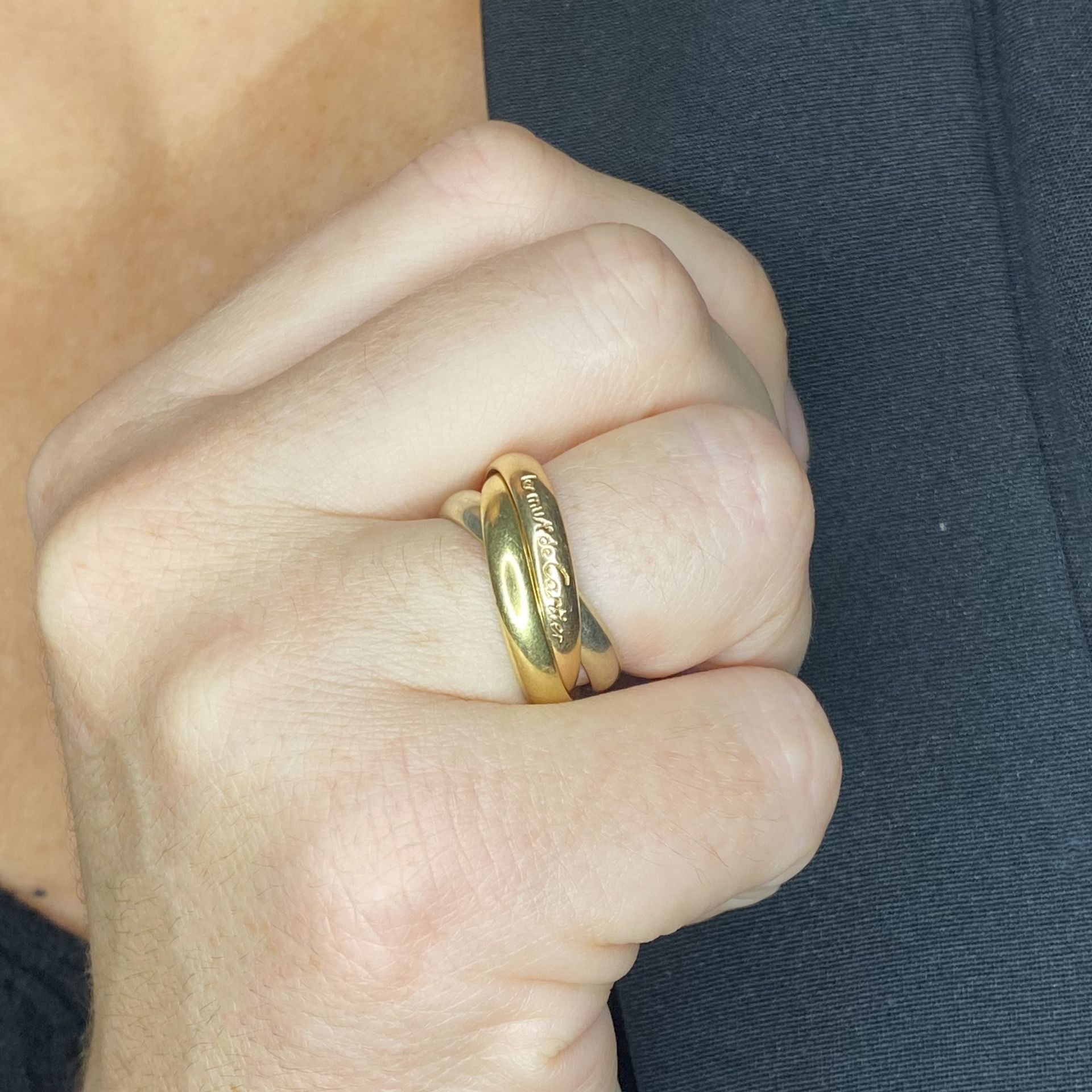 A 'Les Must de Cartier' ring by Cartier, the 18ct gold of tricolour trinity design, signed t... - Image 3 of 3