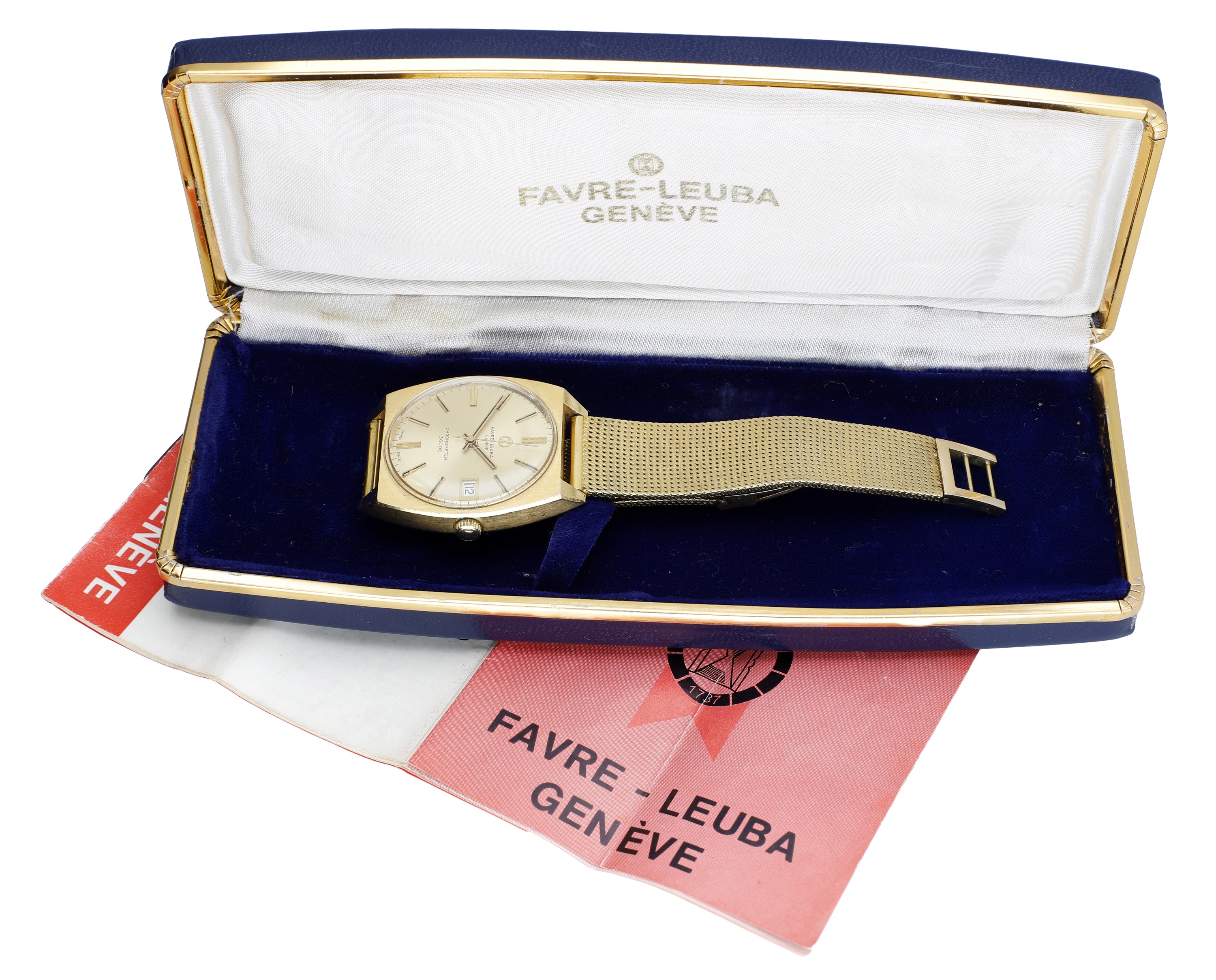 Favre-Leuba. A gold automatic tonneau-form wristwatch with date, Ref. 36507, Chronometer 360... - Image 3 of 4