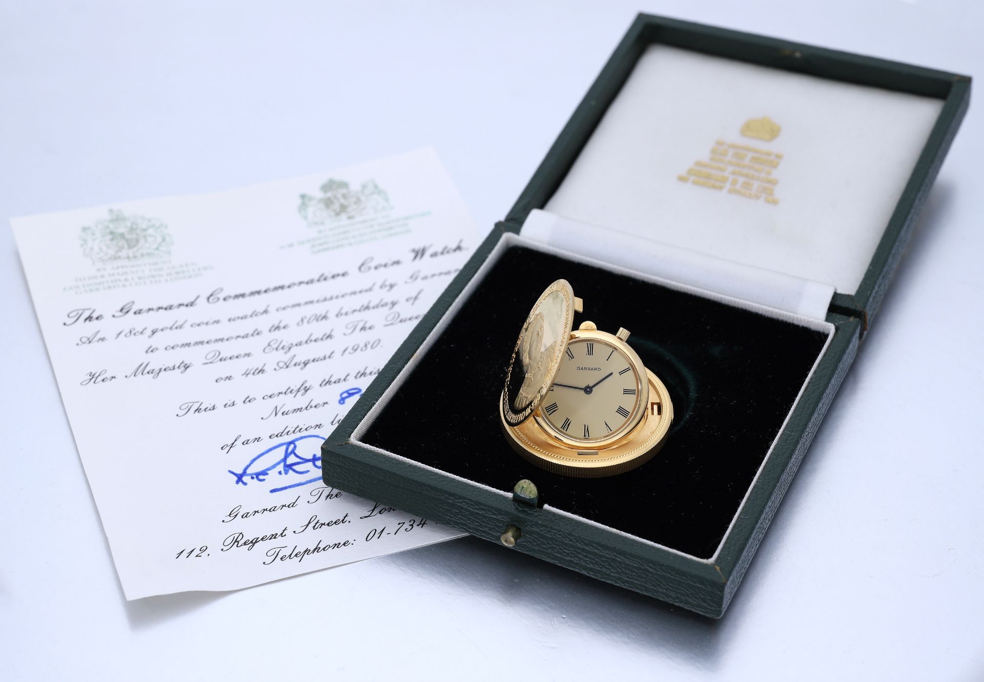 Of Royal Interest: Garrard. A gold commemorative coin watch, commemorating the 80th birthday... - Image 3 of 5