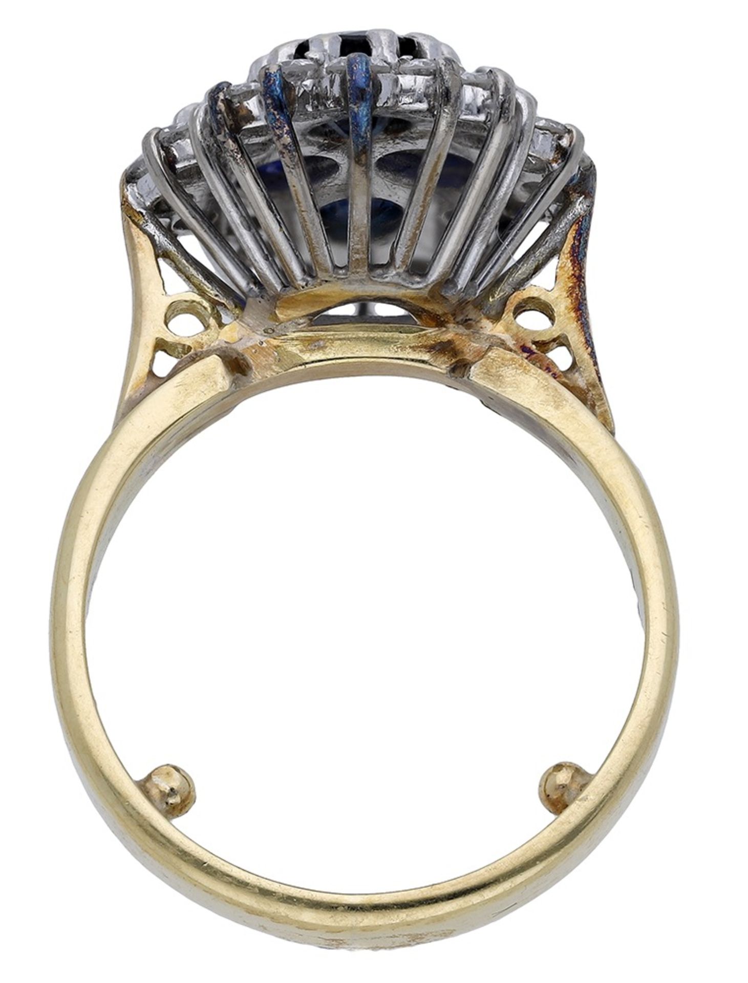 A sapphire and diamond cluster ring, the lozenge-shaped cluster comprising four circular-cut... - Image 2 of 3