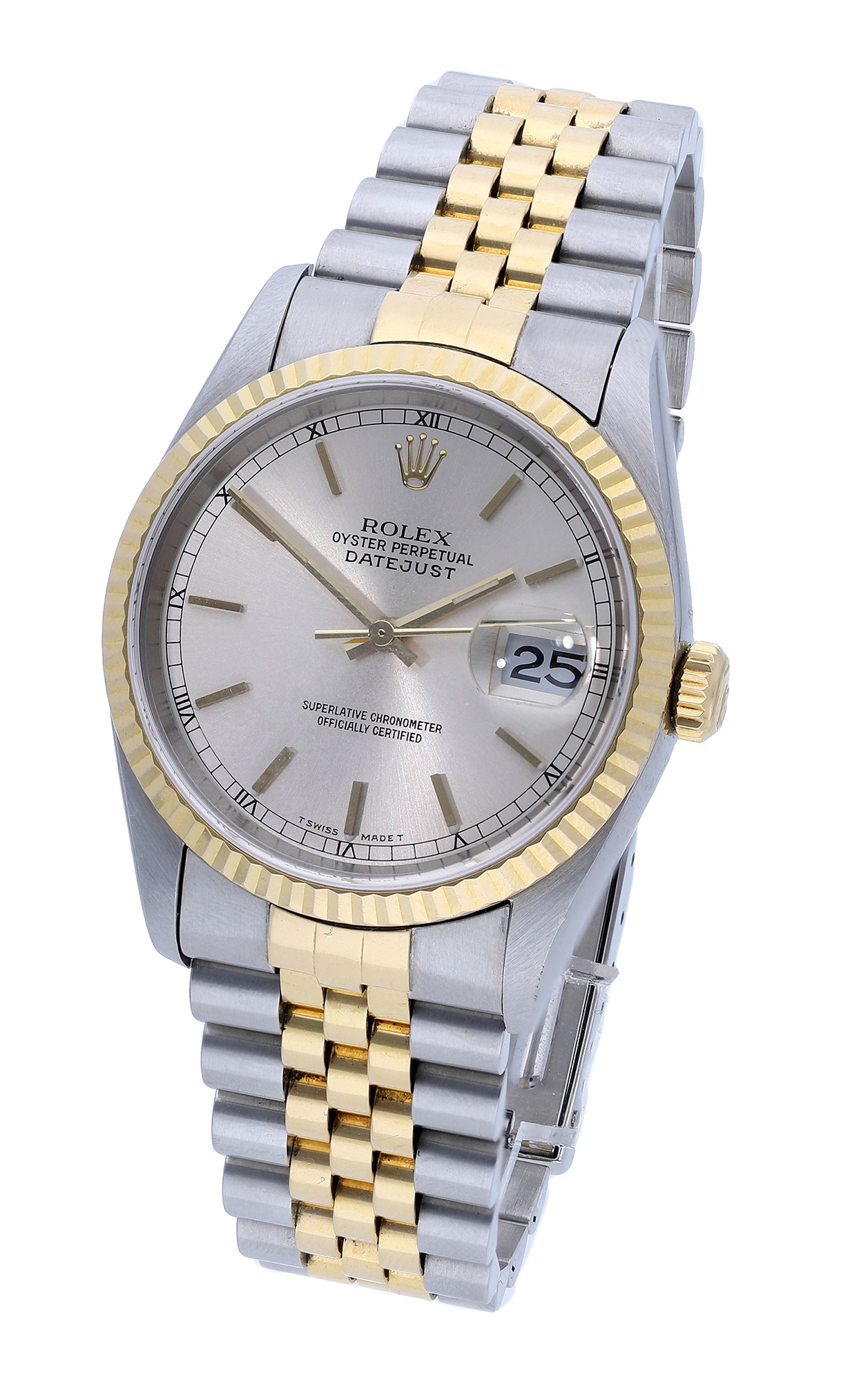 Rolex. A stainless steel and gold automatic wristwatch with date and bracelet, Ref. 16233, D...