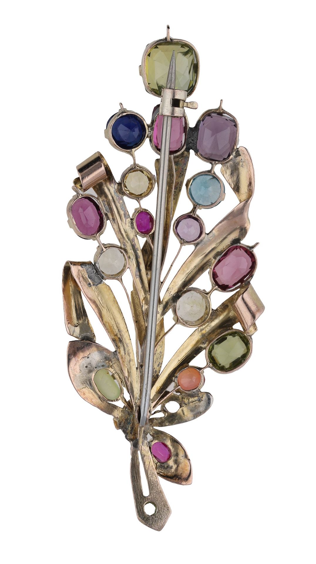 A mid 20th century gem-set spray brooch, the engraved foliage scattered with various gemston... - Image 2 of 3