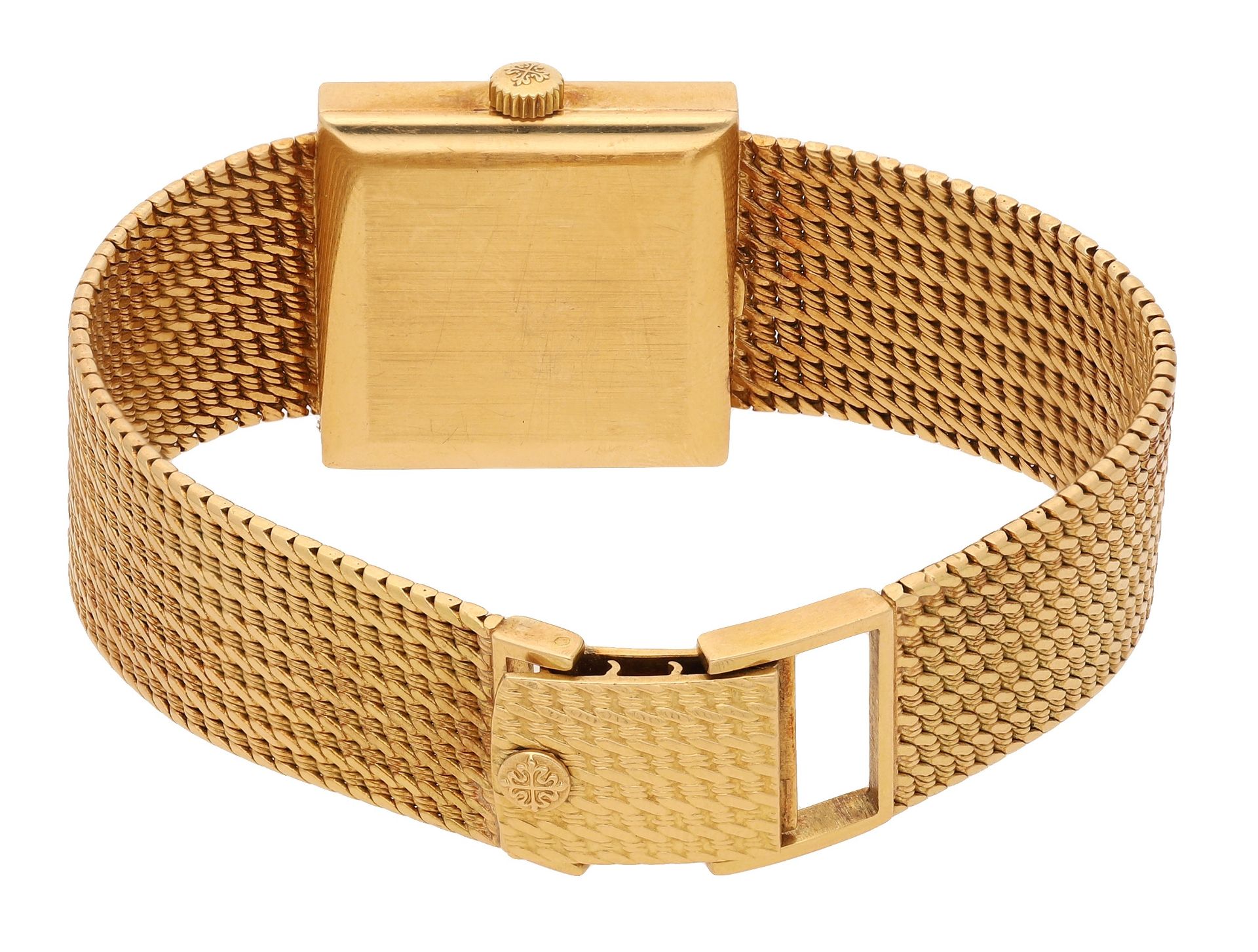 Patek Philippe. A gold square bracelet watch with textured dial, Ref. 3430-12, circa 1965.... - Image 2 of 7