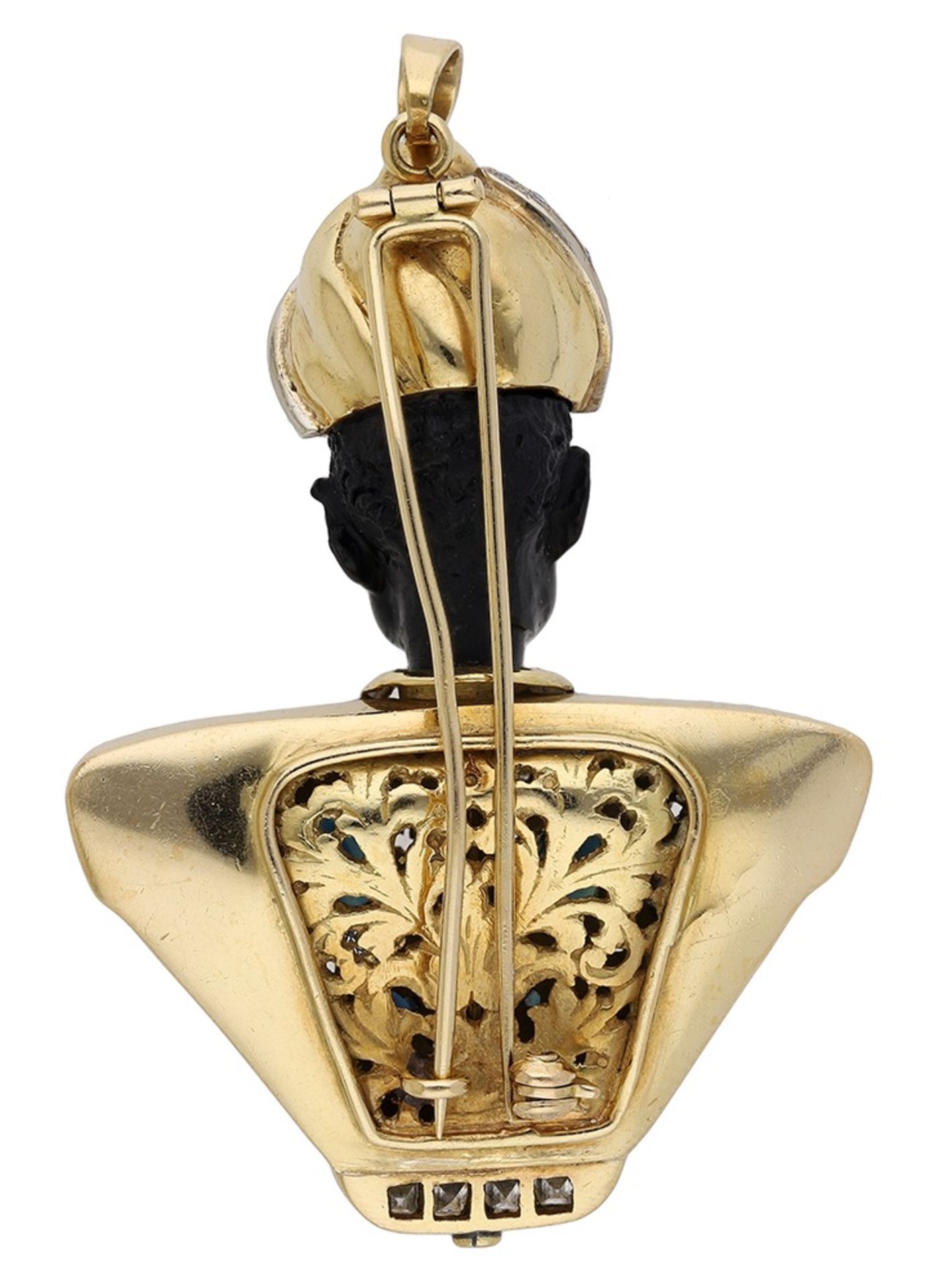 A gem-set brooch/pendant by Franconeri & Co., circa 1960, the 'blackamoor' bust with carved... - Image 2 of 3