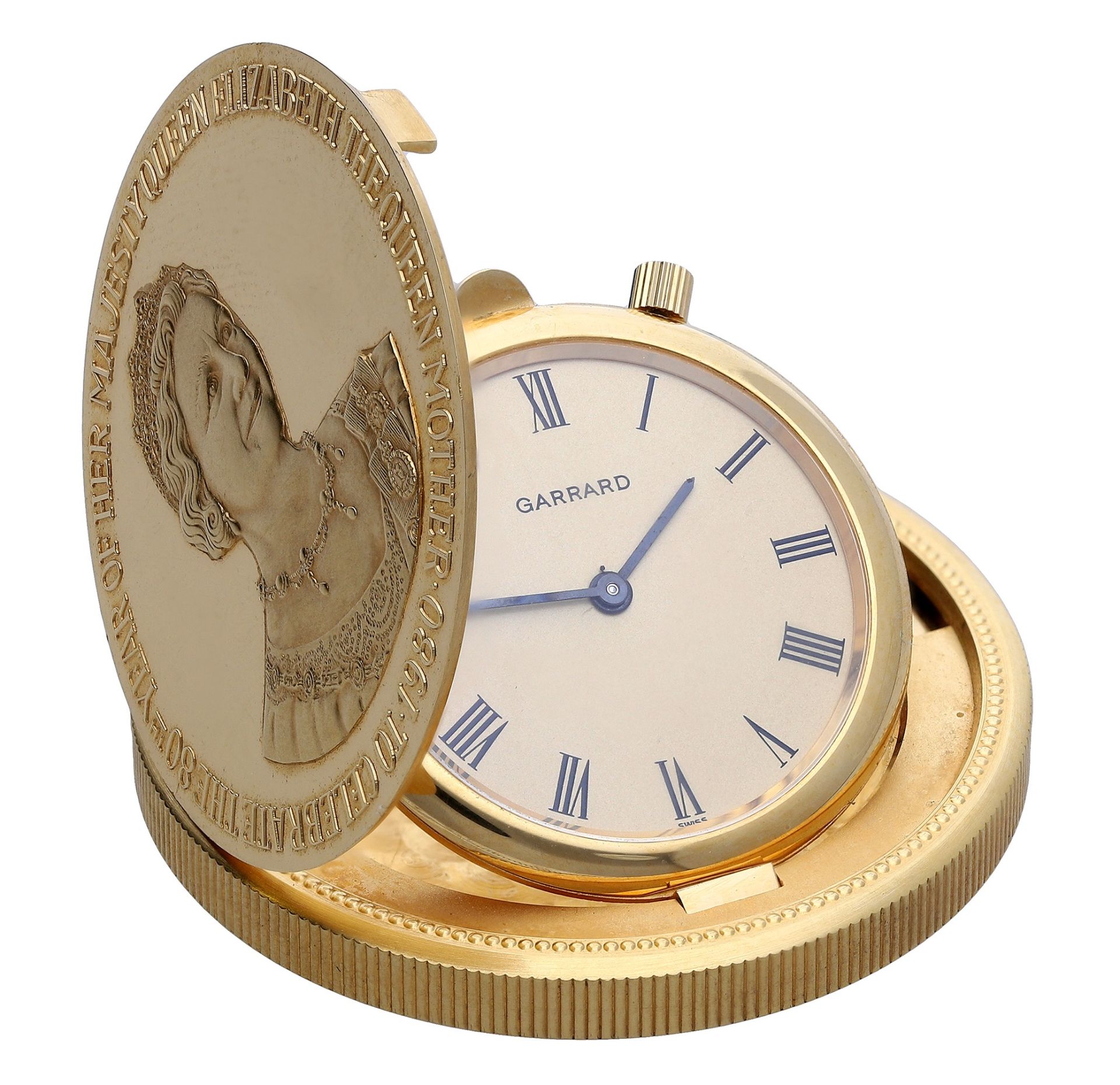 Of Royal Interest: Garrard. A gold commemorative coin watch, commemorating the 80th birthday...