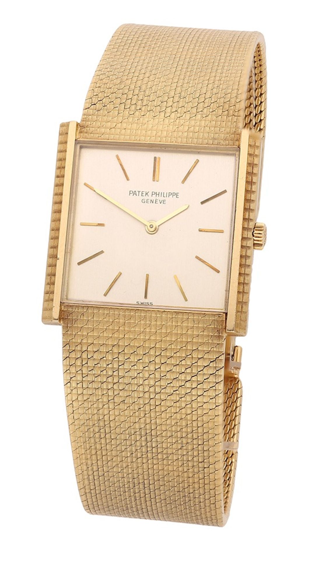 Patek Philippe. A gold square bracelet watch, Ref. 3570-1, circa 1970. Movement: cal. 175,...