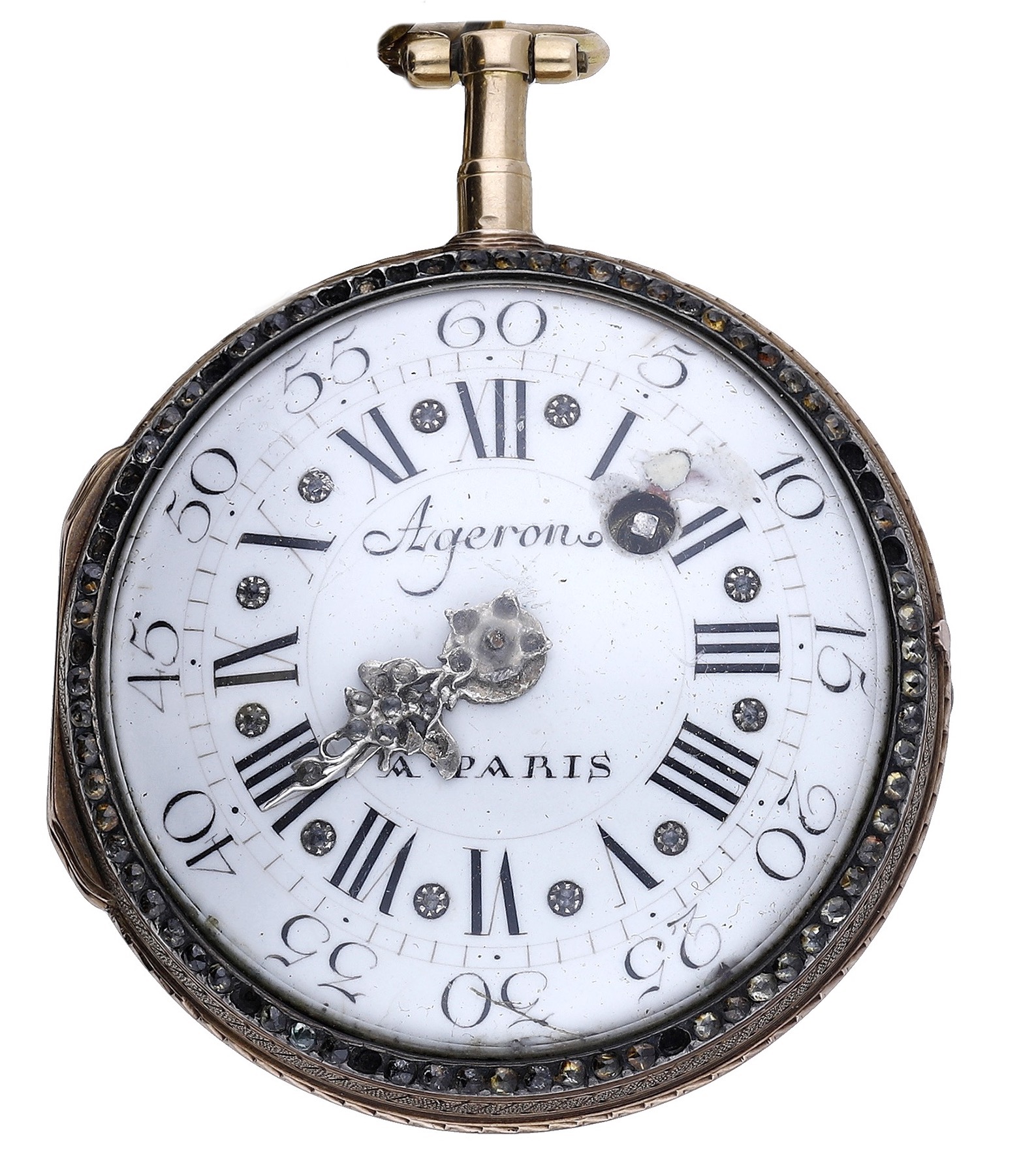 Ageron. A Paris. A gold and enamel pair cased watch, circa 1780. Movement: gilt full plate,... - Image 2 of 5