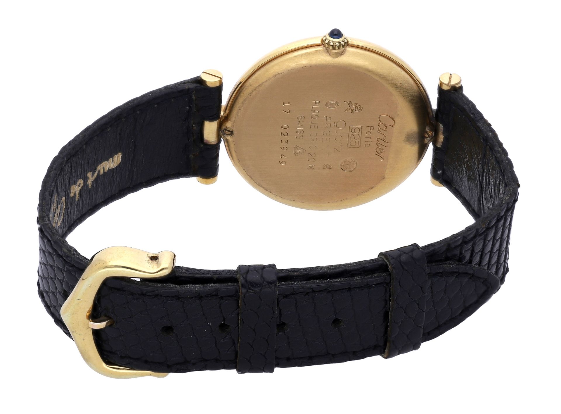 Must de Cartier. A lady's gold-plated wristwatch, circa 1990. Movement: quartz. Dial: blac... - Image 2 of 3