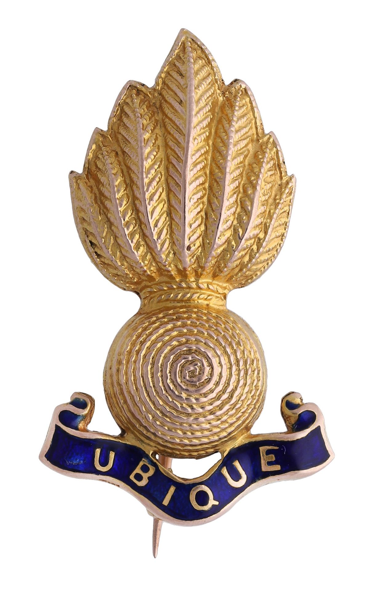 Of Regimental interest: A 9ct gold sweetheart brooch for the Royal Fusiliers, with engraved...