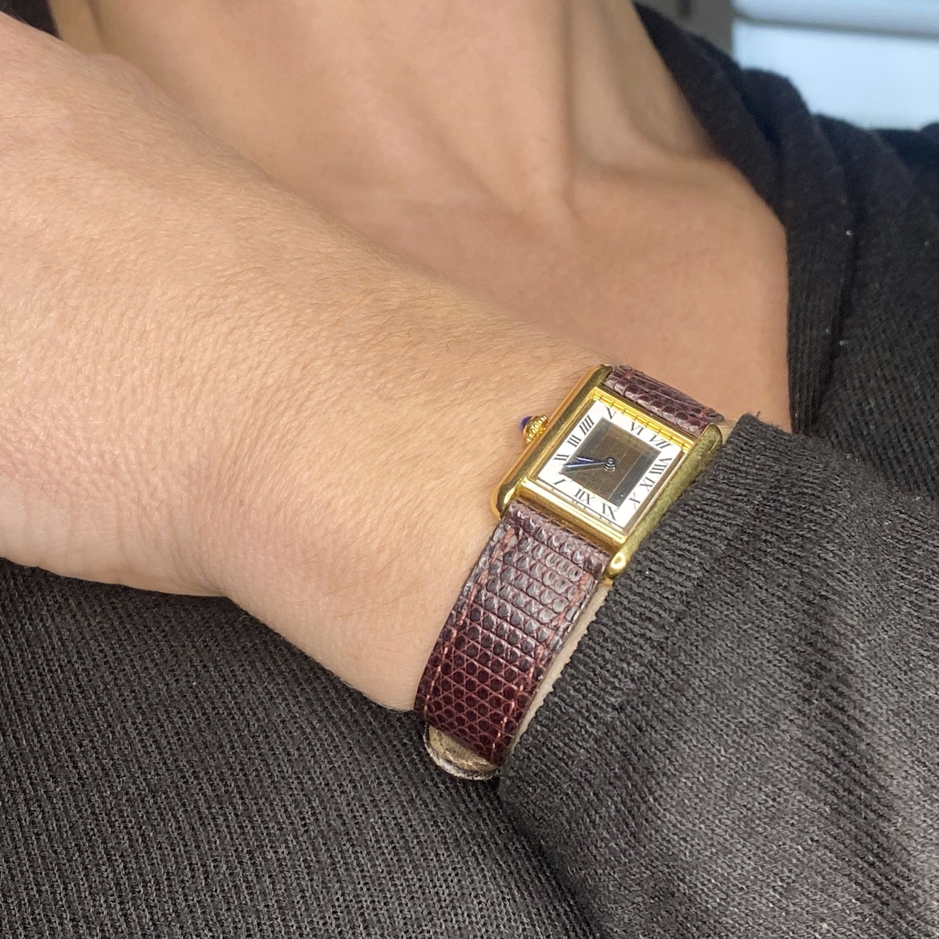 Must de Cartier. A lady's gold-plated rectangular wristwatch, ref. 5057001, Tank, 'Trinity',... - Image 3 of 3