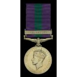 General Service 1918-62, 1 clasp, Palestine (6286293 Pte. P. Franklin. The Buffs.) extremely...