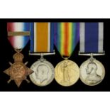 A rare Great War campaign group of four awarded to Lance Corporal R. S. Mackintosh, Royal Ma...