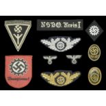 German Second World War DAF and NSBO Insignia. Comprising a NSBO cuff title, beautifully ha...