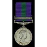 General Service 1918-62, 1 clasp, Arabian Peninsula (23407783 Pte. M. Palmer. Buffs.) good v...