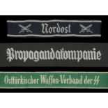 German Second World War Cuff Titles. Waffen SS Ostturkischer, green and silver Bevo weave,...