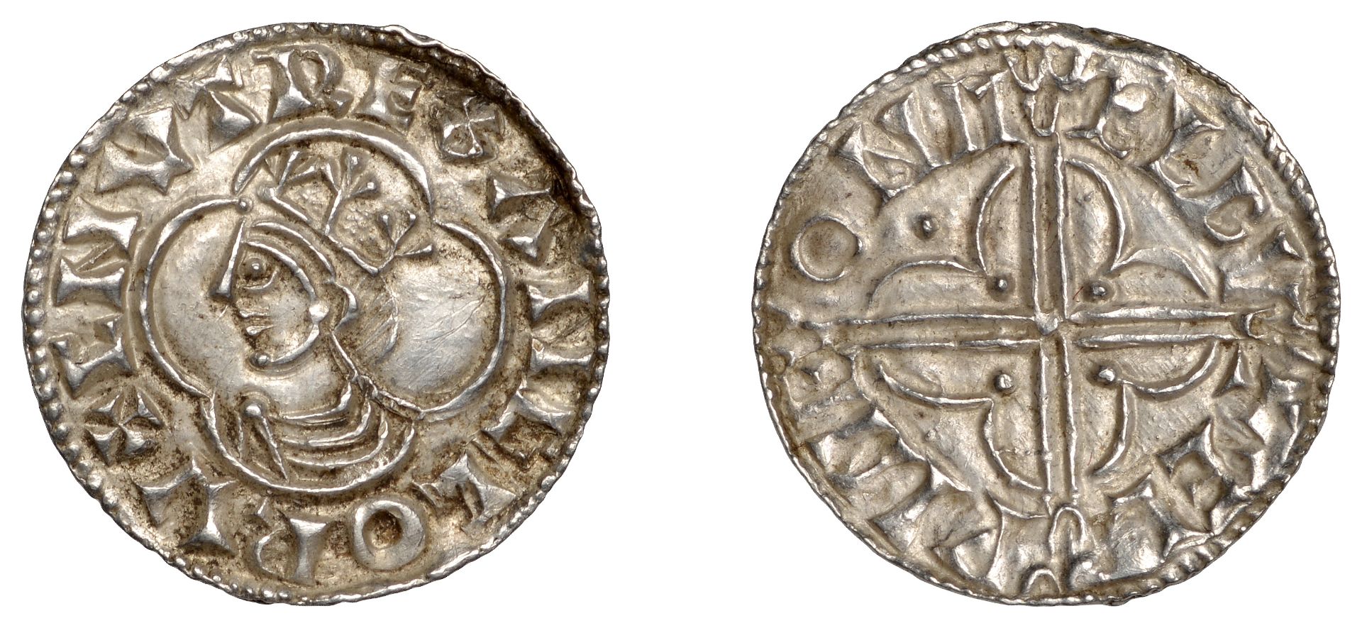 Cnut (1016-1035), Penny, Quatrefoil type [BMC xiv], Maldon, Ã†lfwine, Ã¦lpine on mÃ¦ldv, late L...