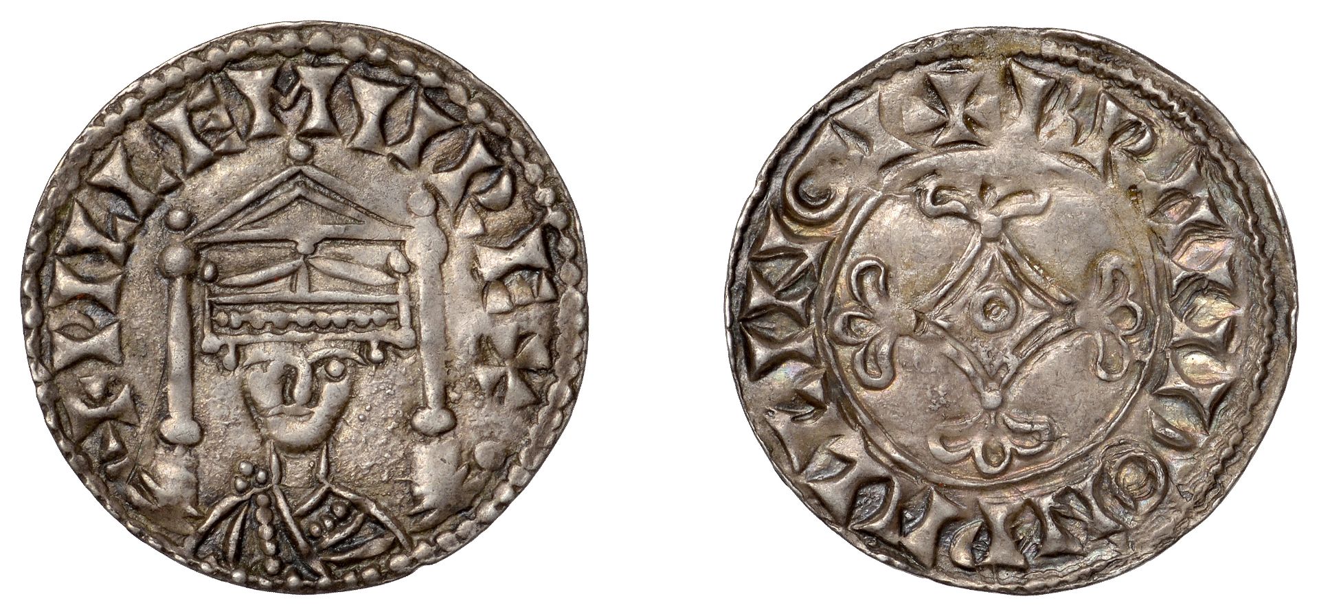 William I (1066-1087), Penny, Canopy type [BMC iii], Wallingford, Brandr, brand on pallingi,...