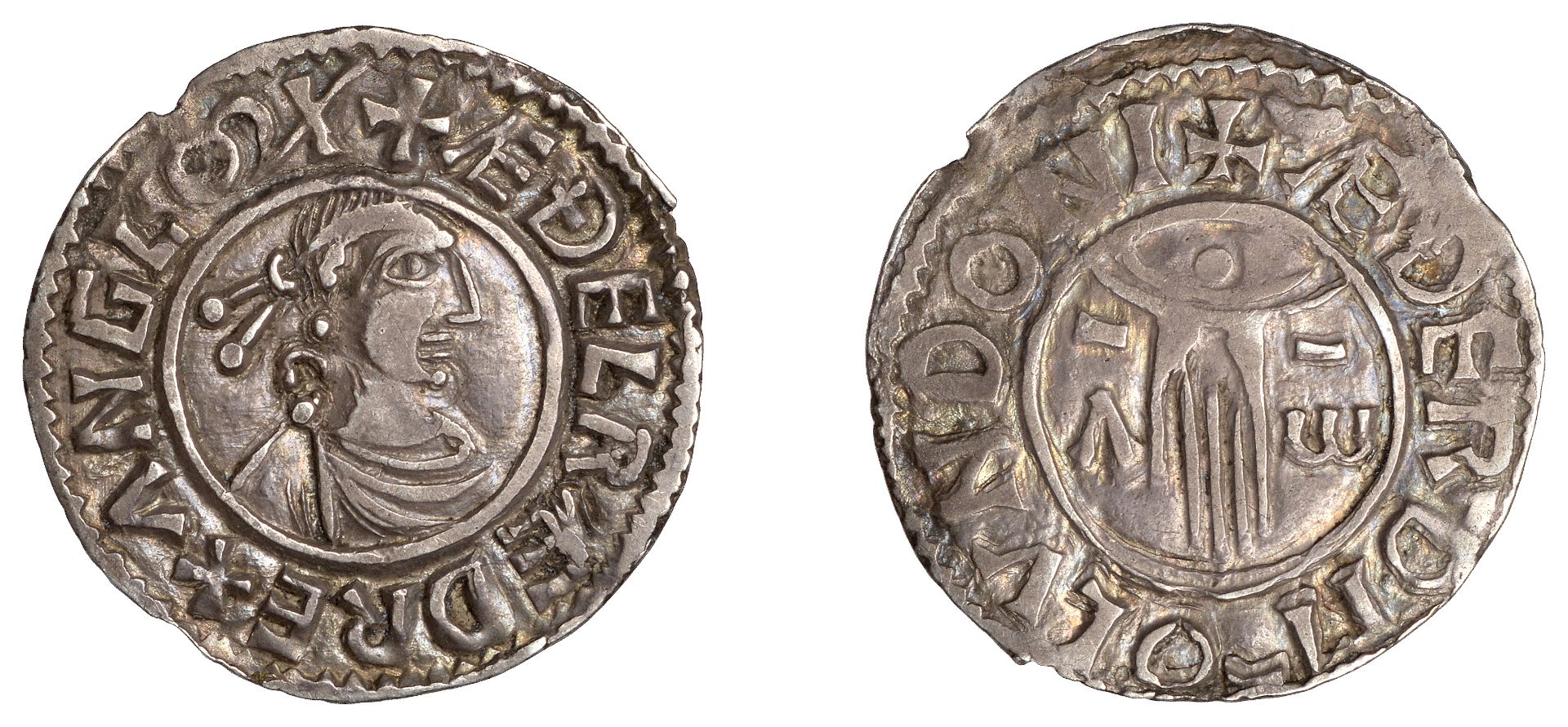 Ã†thelred II (978-1016), Penny, First Hand type [BMC iia], London, Ã†thelred, Ã¦derd m-o lvndon...