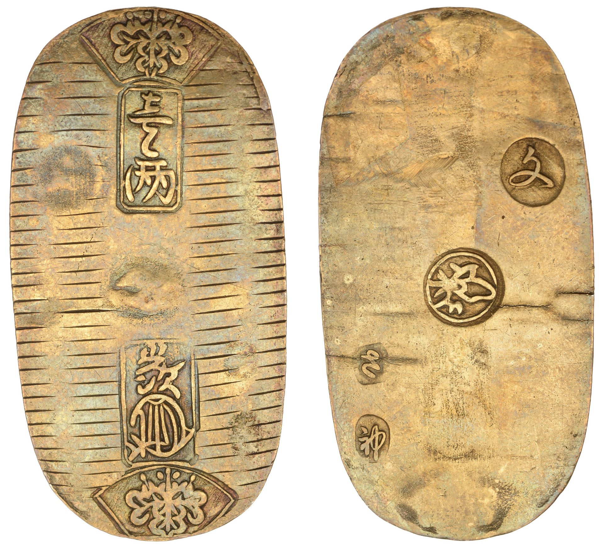 Bunsei, gold Koban [1819-28], 60 x 31mm, 13.03g (JNDA 09-20; J & V B106; KM. C22a; F 14). Ve...