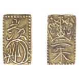 TEMPO, gold Ni-Shu Kin [1832-58], 13 x 8mm, 1.63g (JNDA 09-43; J & V E2; KM. C18; F 34). One...