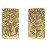 TEMPO, gold Ni-Shu Kin [1832-58], 13 x 7mm, 1.64g (JNDA 09-43; J & V E2; KM. C18; F 34). Goo...