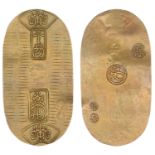 TEMPO, gold Koban [1837-58], 60 x 30mm, 11.18g (JNDA 09-21; J & V B107; KM. C22b; F 15). Sli...