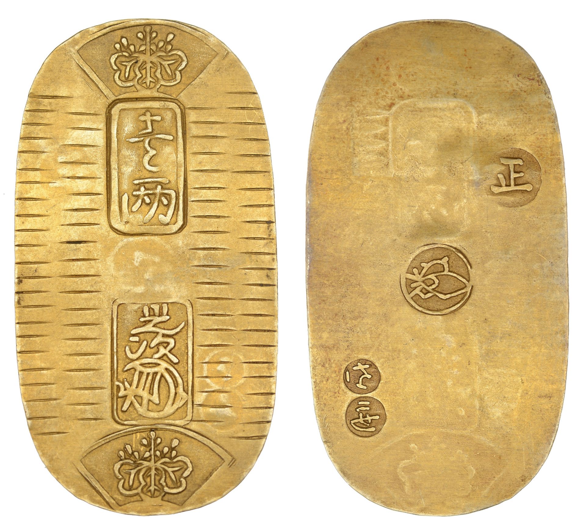 ANSEI, gold Koban [1859], 56 x 29mm, 8.92g (JNDA 09-22; J & V B108; KM. C22c; F 16). Good ve...