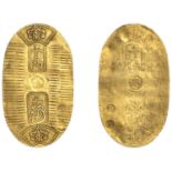 MANEN, gold Koban [1860-7], 36 x 21mm, 3.32g (JNDA 09-23; J & V B109; KM. C22d; F 17). Good...