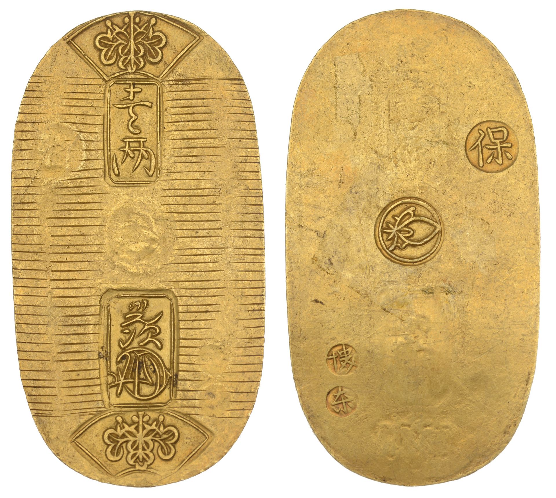 TEMPO, gold Koban [1837-58], 60 x 32mm, 11.20g (JNDA 09-21; J & V B107; KM. C22b; F 15). Som...