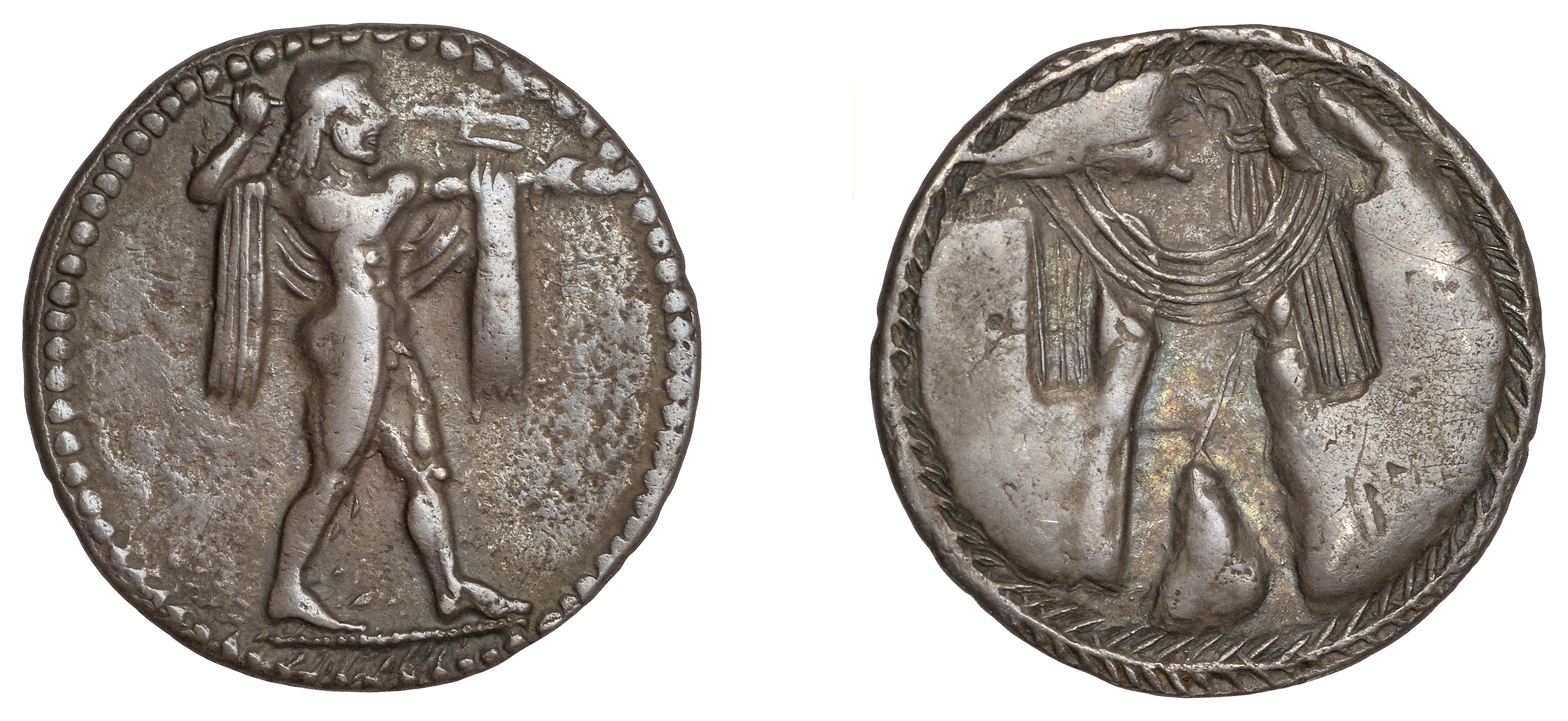 Greek Coinages, Northern Lucania, Poseidonia, Drachm, c. 530-510, Poseidon standing right, c...