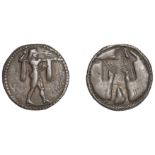 Greek Coinages, Northern Lucania, Poseidonia, Drachm, c. 530-510, Poseidon standing right, c...