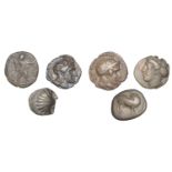 Greek Coinages, Calabria, Tarentum, Diobol, 280-228, head of Athena right wearing crested he...