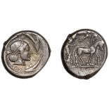 Greek Coinages, Sicily, Syracuse, Hieron I, Tetradrachm, 478-466, charioteer driving slow qu...