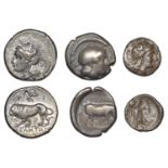 Greek Coinages, Campania, Neapolis, Nomos, 420-400, head of Athena right wearing crested hel...