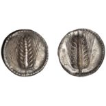Greek Coinages, Southern Lucania, Metapontion, Nomos, c. 540-510, thin incuse (class i), me,...