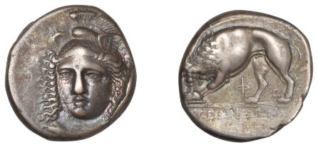 Greek Coinages, Northern Lucania, Velia, Nomos, 334-300, signed by the artist Kleudoros, hea...