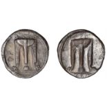 Greek Coinages, Bruttium, Kroton, Nomos, 530-500, tripod with lion's feet, qpo to left, rev....