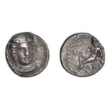 Greek Coinages, Bruttium, Kroton, Stater, c. 400-325, head of Hera Lakinia facing slightly r...