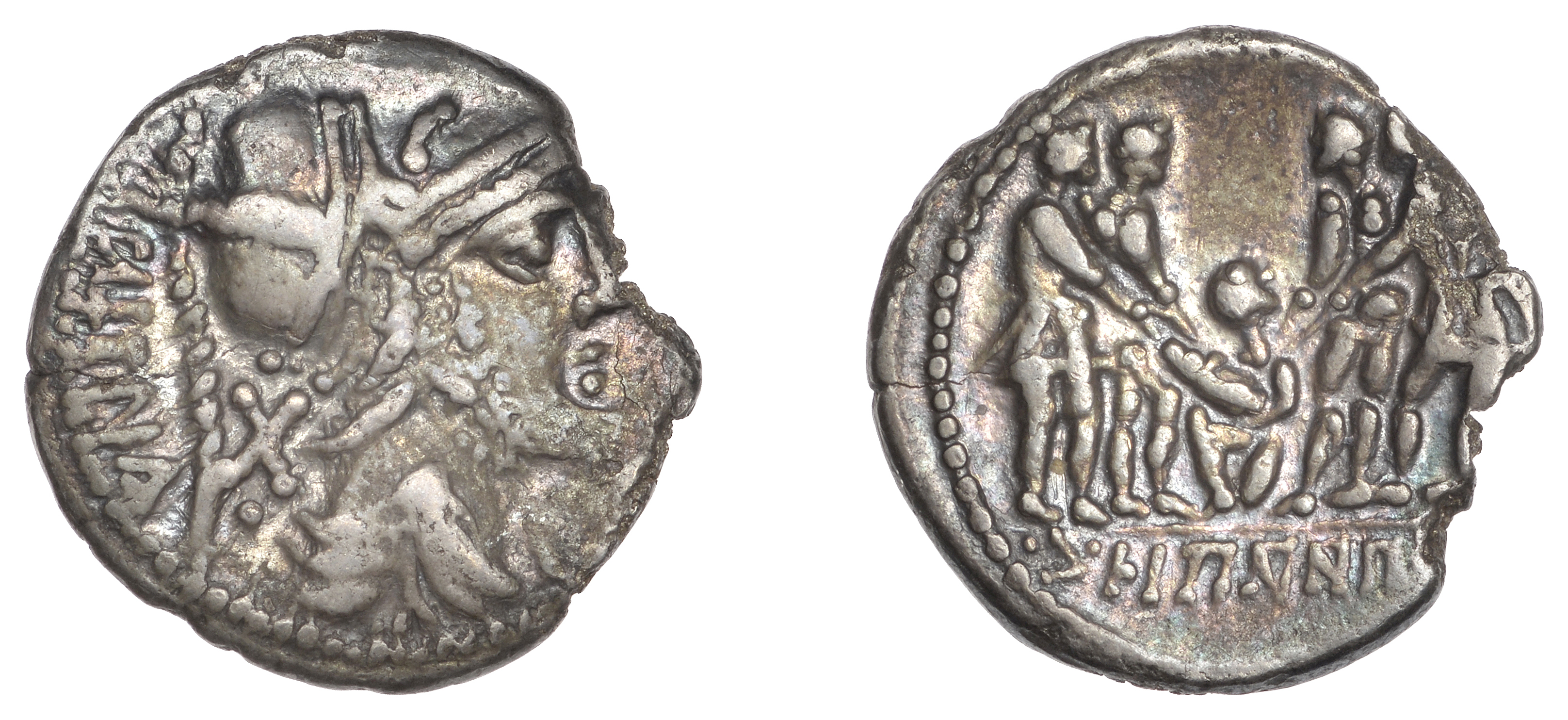 MARSIC CONFEDERATION, Caius Papius Mutilus, Denarius, 90-88, mint in Campania, draped and he...