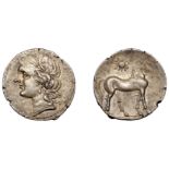 Greek Coinages, Campania, Carthaginian Mint, Half-Shekel, Second Punic War, 216-211, head of...