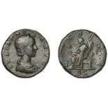 Julia Paula, Sestertius, 219-220, diademed and draped bust right, rev. Concordia seated left...