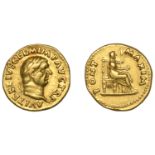 Roman Imperial Coinage, Vitellius, Aureus, Rome, 69, laureate head right, rev. Vesta seated...