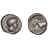 Greek Coinages, Northern Lucania, Velia, Nomos, c. 400-340, head of nymph right, hair tied u...