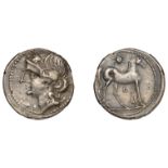 Greek Coinages, Campania, Carthaginian Mint, Half-Shekel, Second Punic War, 216-211, head of...