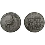 Gaius (Caligula), Sestertius, Rome, 39-40, Pietas, veiled and draped, seated left on ornate...