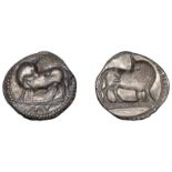 Greek Coinages, Southern Lucania, Sybaris, Drachm, c. 550-510, bull standing left, head reve...