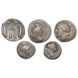 Greek Coinages, Campania, Neapolis, Drachm, 275-250, head of nymph left, rev. man-headed bul...
