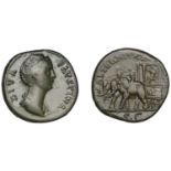 Diva Faustina Senior (d. 141), Sestertius, Rome, after 141, draped bust right, hair coiled o...