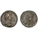 Hadrian, Sestertius, 119-123, laureate and draped bust viewed from the front, rev. Libertas...